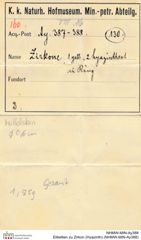 Etiketten zu Zirkon (Hyazinth) (NHMW-MIN-Ay388)
